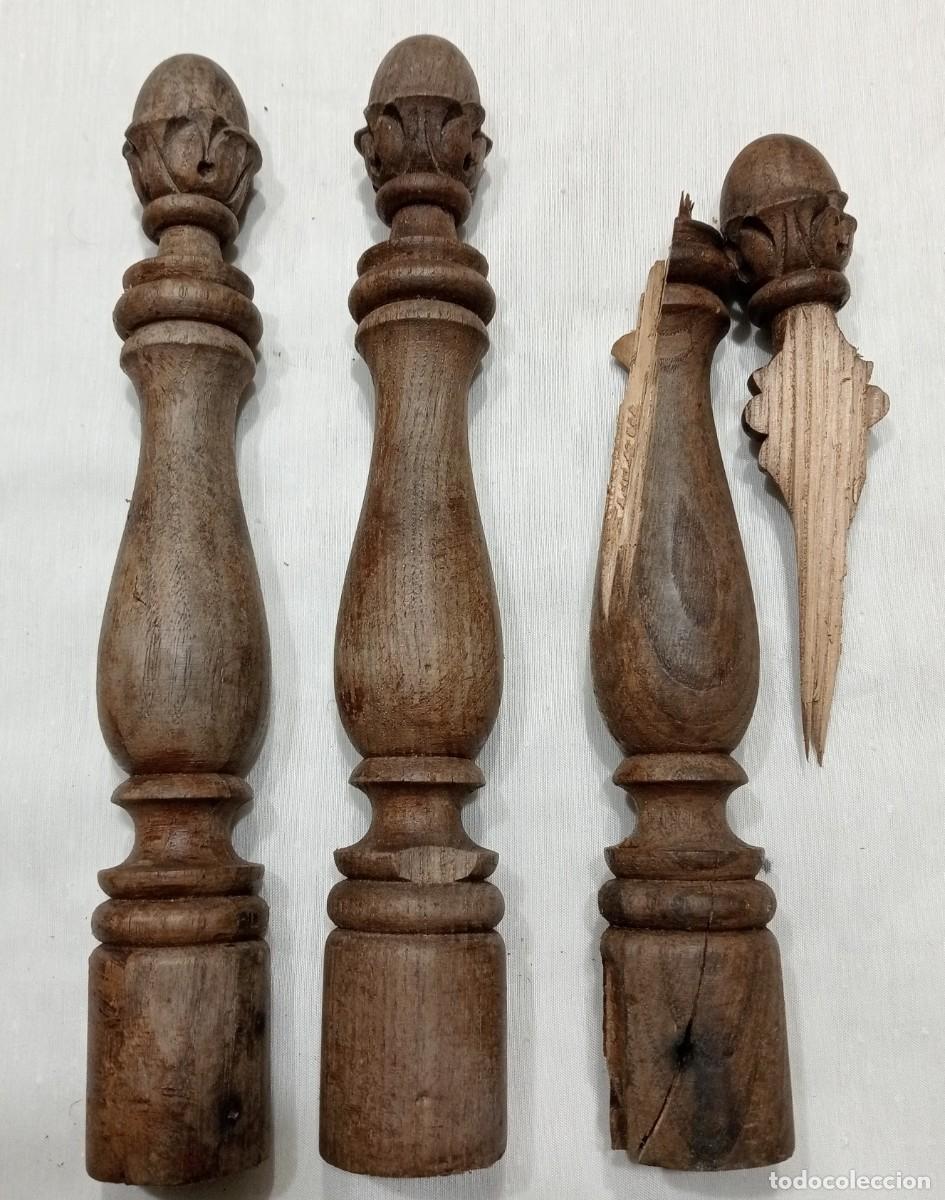 Antig&uuml;edades: 3 COLUMNAS DE 30 CM DE CASTA&Ntilde;O, ANTIGUAS - Foto 3