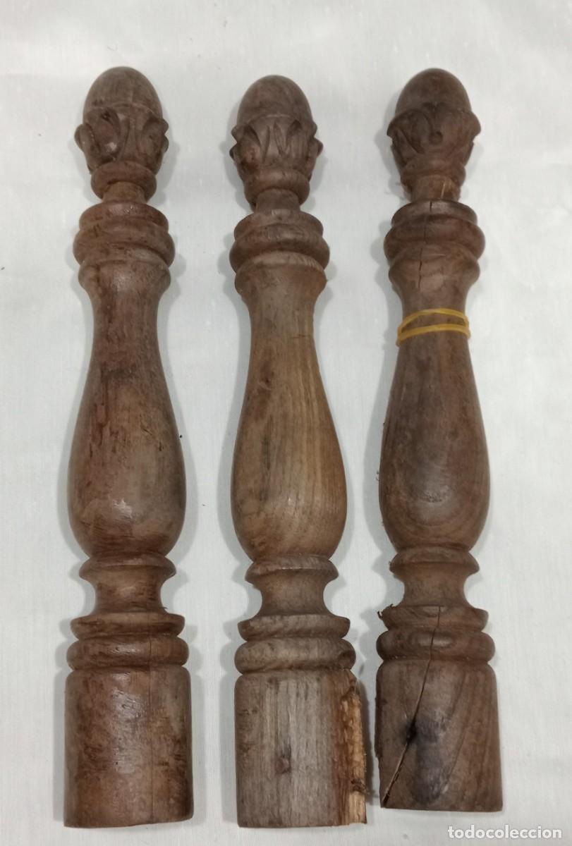 Antig&uuml;edades: 3 COLUMNAS DE 30 CM DE CASTA&Ntilde;O, ANTIGUAS - Foto 5