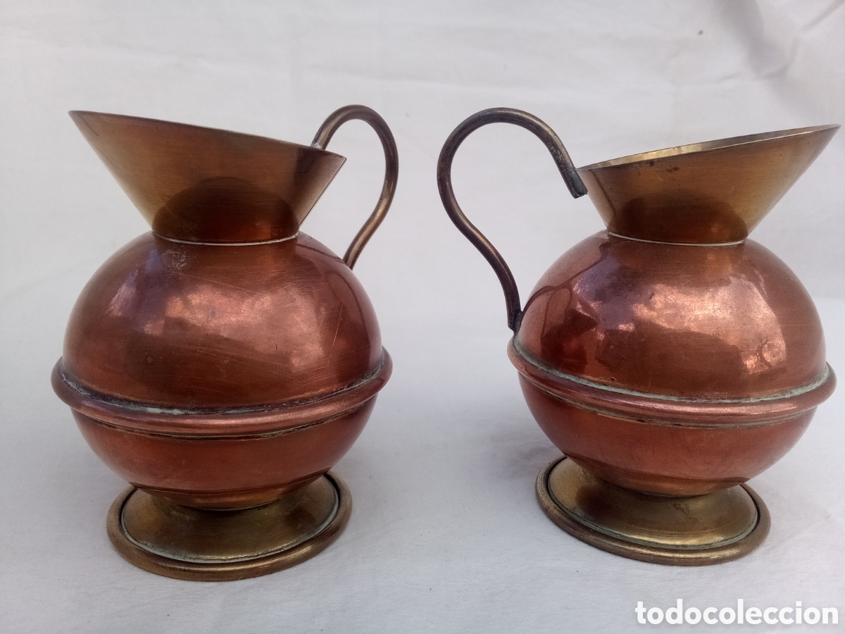 Antig&uuml;edades: PAREJA JARRITAS DE COBRE Y BRONCE *BC - Foto 2