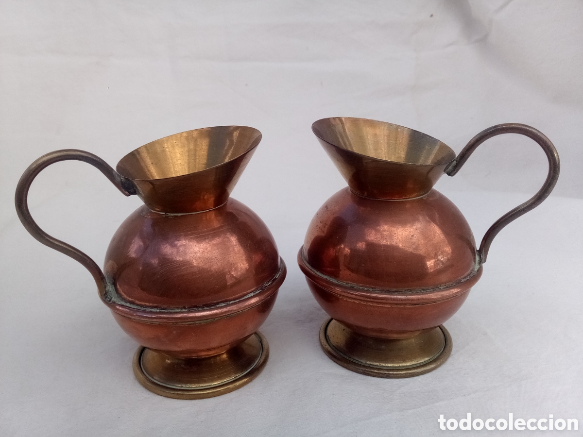 Antig&uuml;edades: PAREJA JARRITAS DE COBRE Y BRONCE *BC - Foto 3