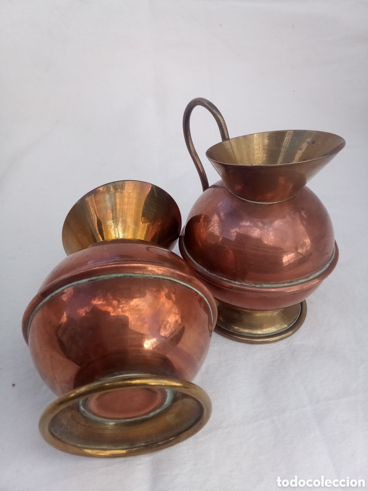 Antig&uuml;edades: PAREJA JARRITAS DE COBRE Y BRONCE *BC - Foto 4