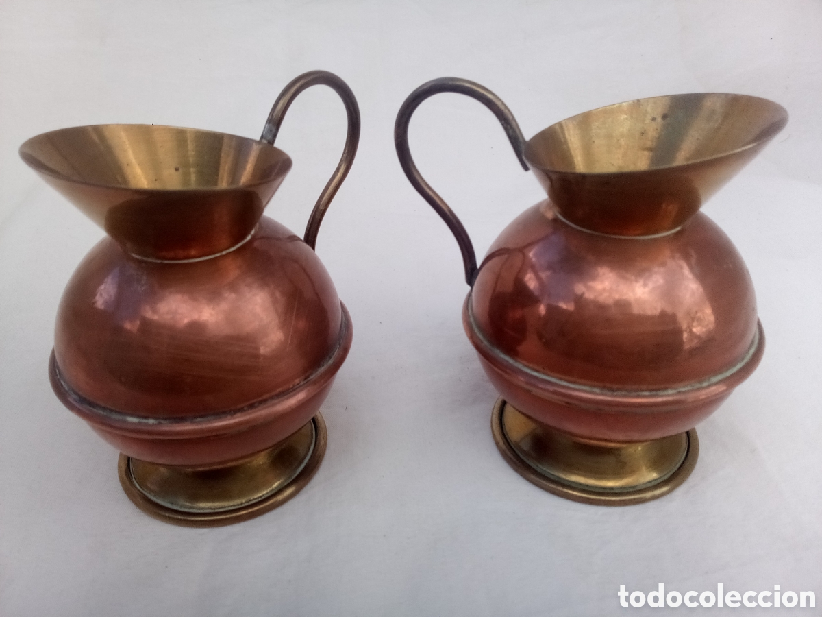 Antig&uuml;edades: PAREJA JARRITAS DE COBRE Y BRONCE *BC - Foto 1