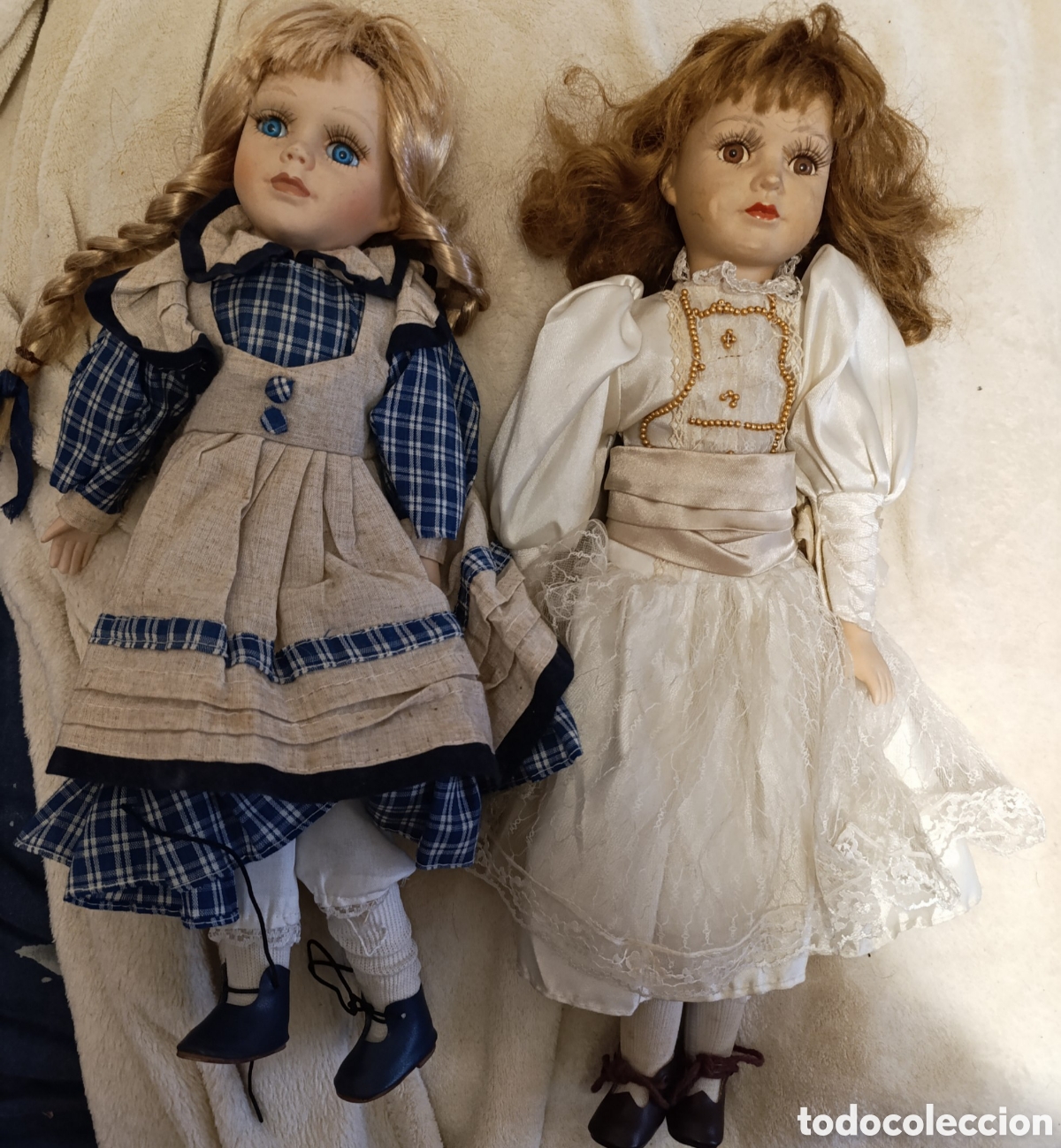 Oggetti Antichi: 2 Mu&ntilde;ecas de Porcelana a&ntilde;os 60