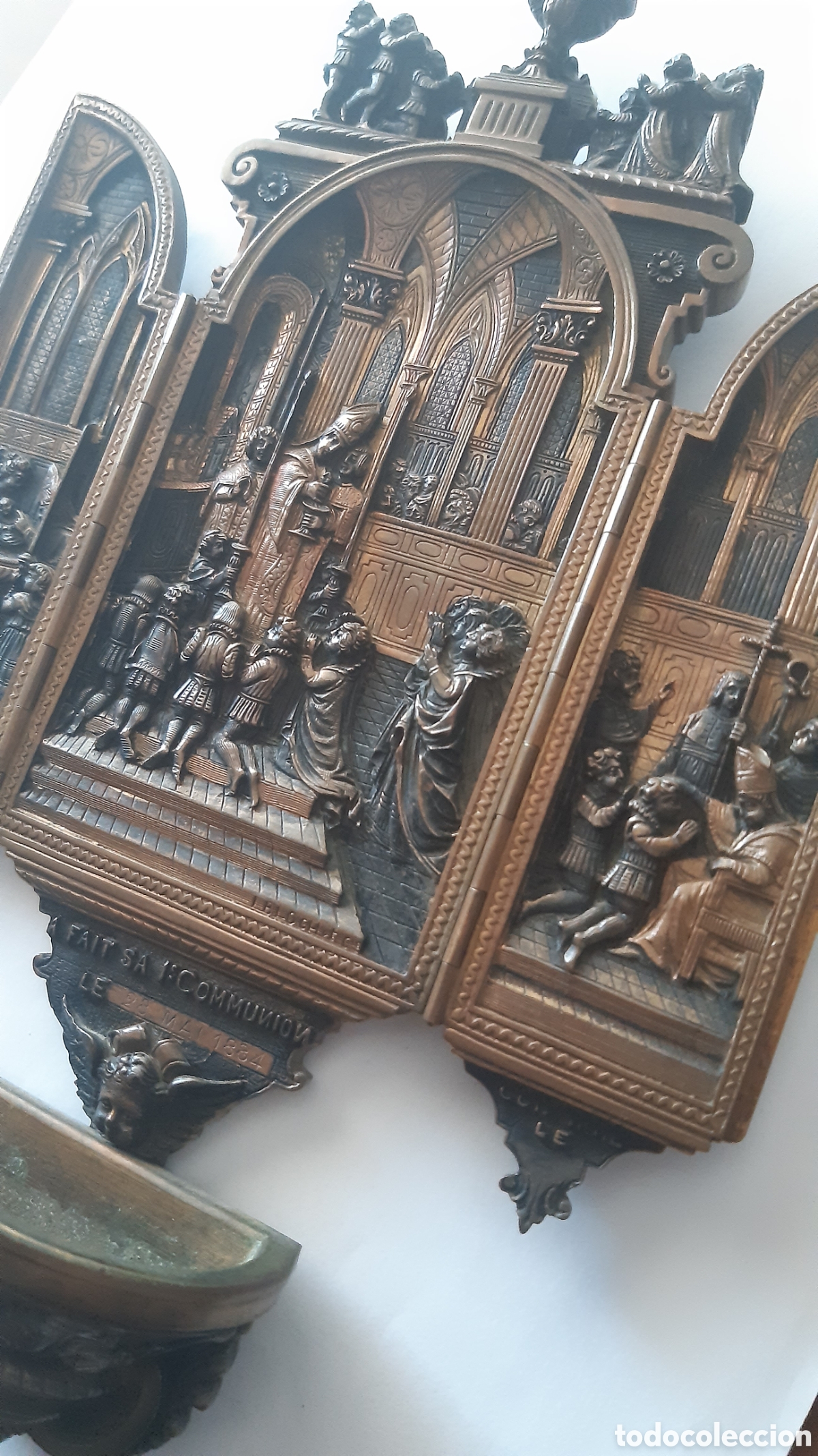 Antig&uuml;edades: Tr&iacute;ptico de Bronce s. XIX - Foto 3