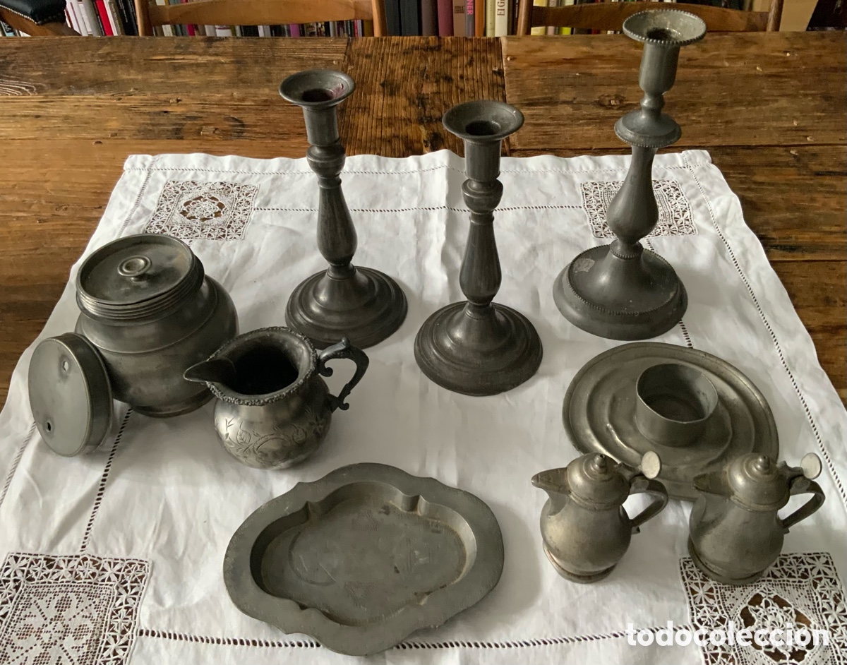 Antig&uuml;edades: Peltre - 9 (nueve)piezas - Foto 4