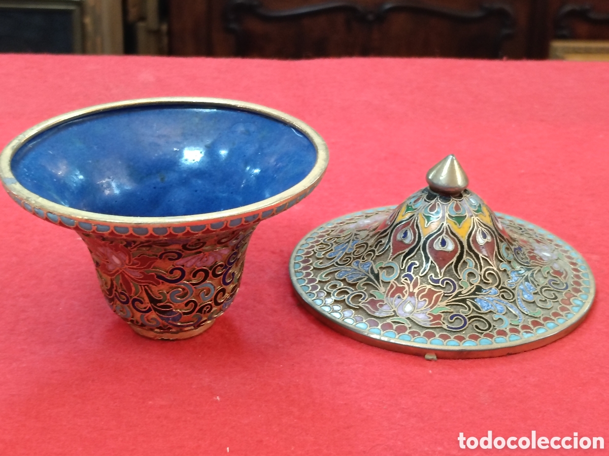 Antig&uuml;edades: CUENCO ESMALTE CLOISONNE 20CM ALTO. - Foto 4