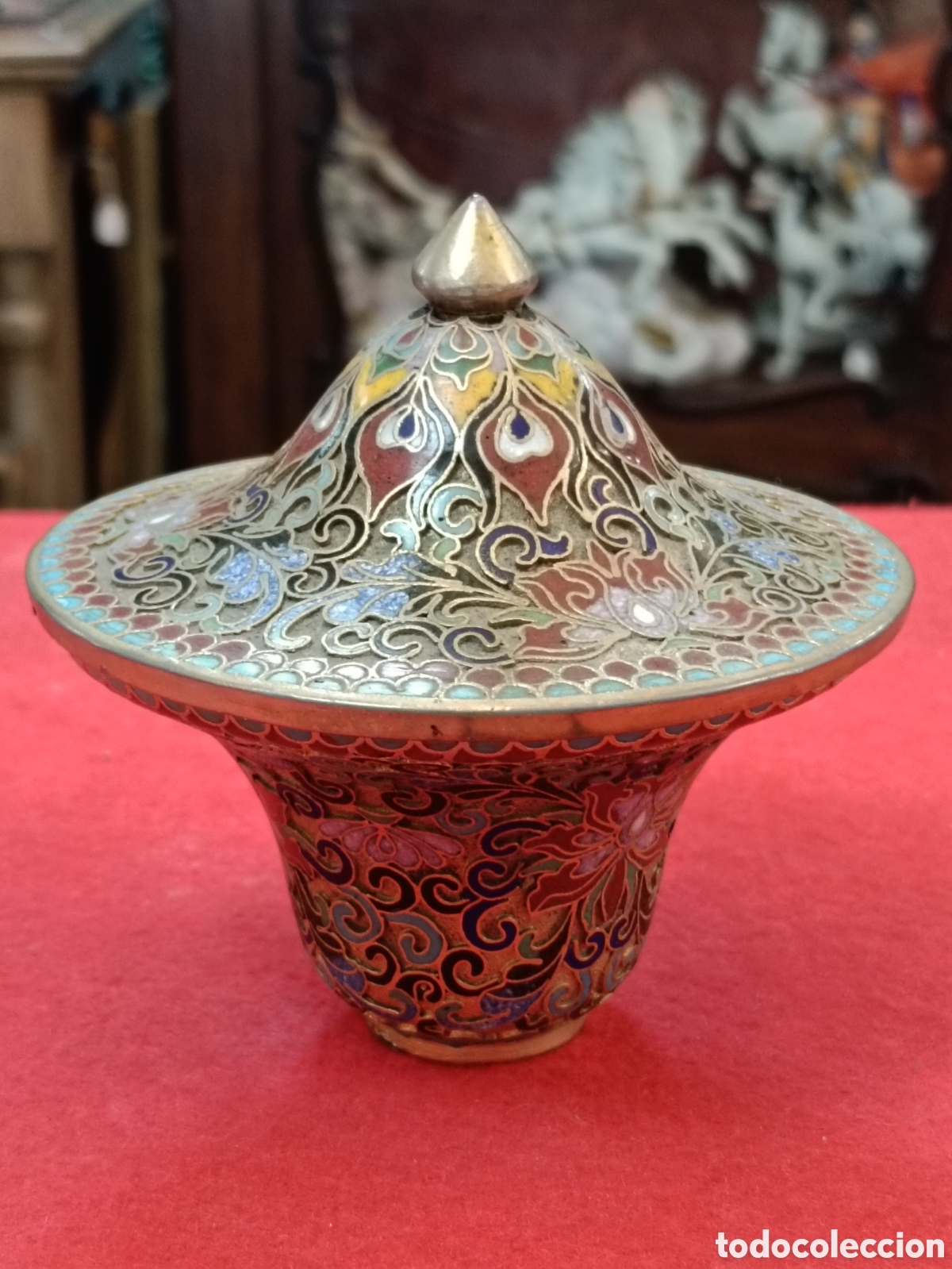 Antig&uuml;edades: CUENCO ESMALTE CLOISONNE 20CM ALTO. - Foto 1