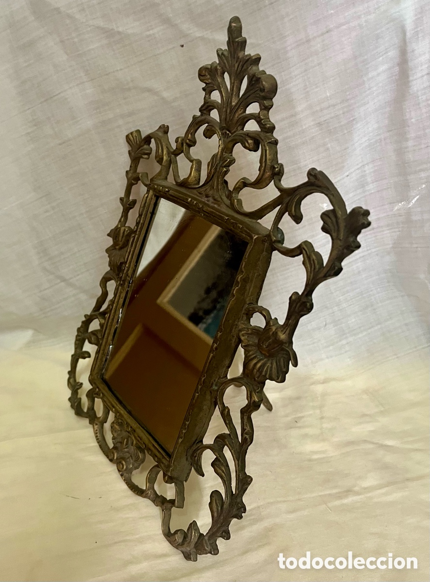 Antig&uuml;edades: ESPEJO DE BRONCE SIGLO XIX, - Foto 3