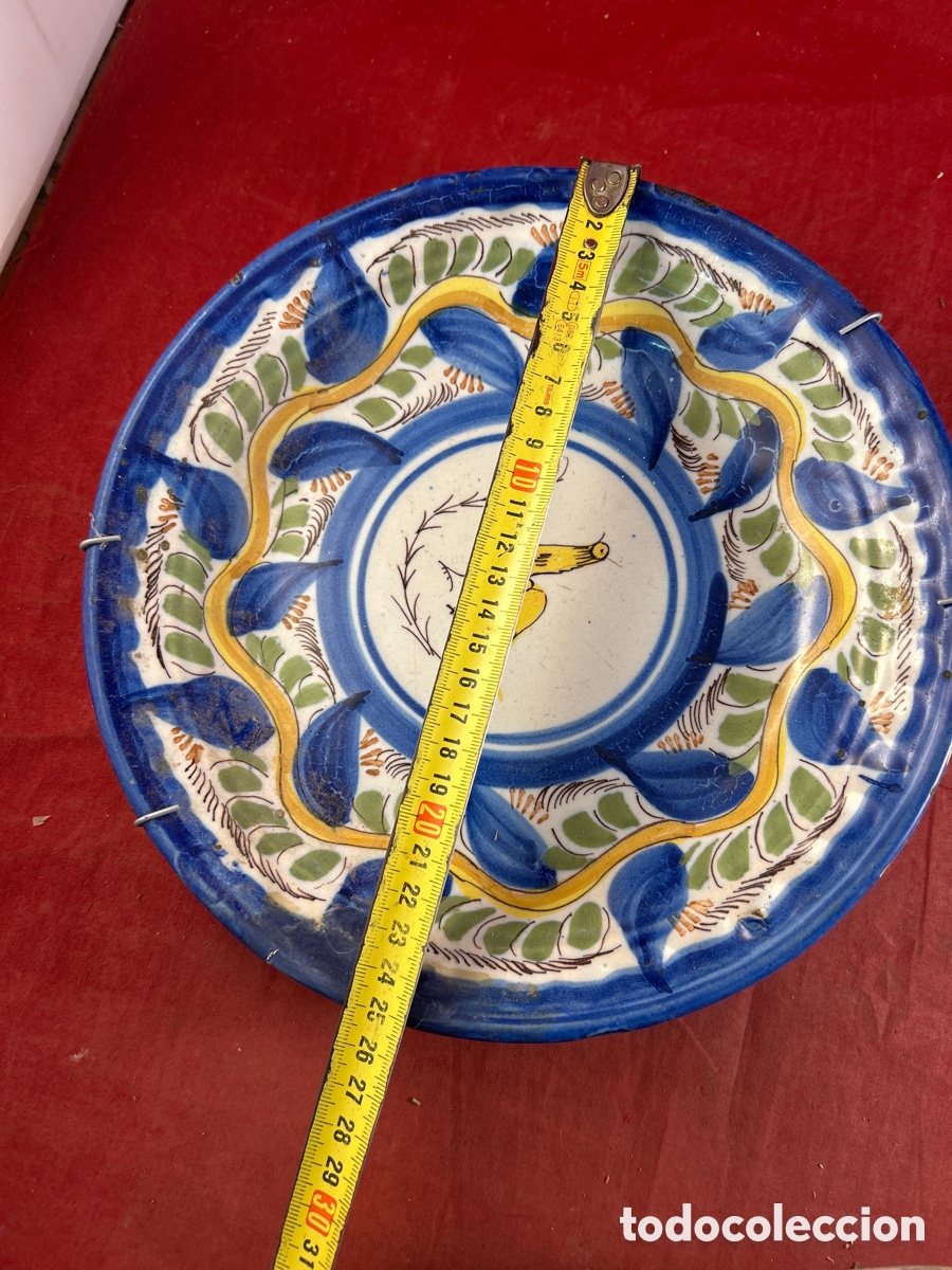 Antig&uuml;edades: Antiguo plato Manises con p&aacute;jaro - Foto 3