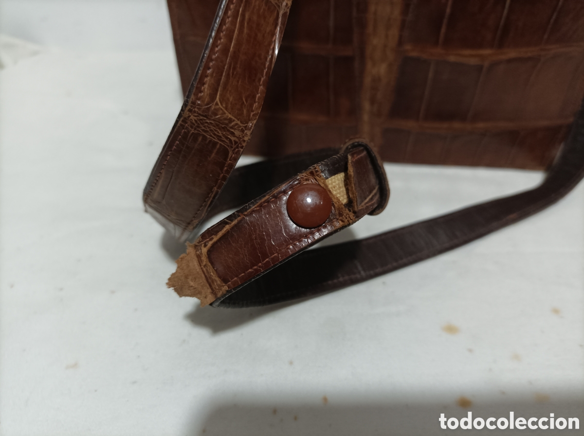 Antig&uuml;edades: Antiguo y espectacular bolso de cocodrilo. - Foto 4