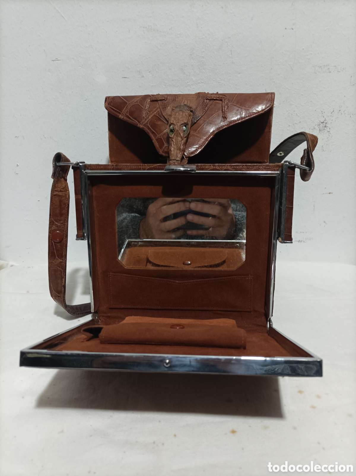 Antig&uuml;edades: Antiguo y espectacular bolso de cocodrilo. - Foto 7