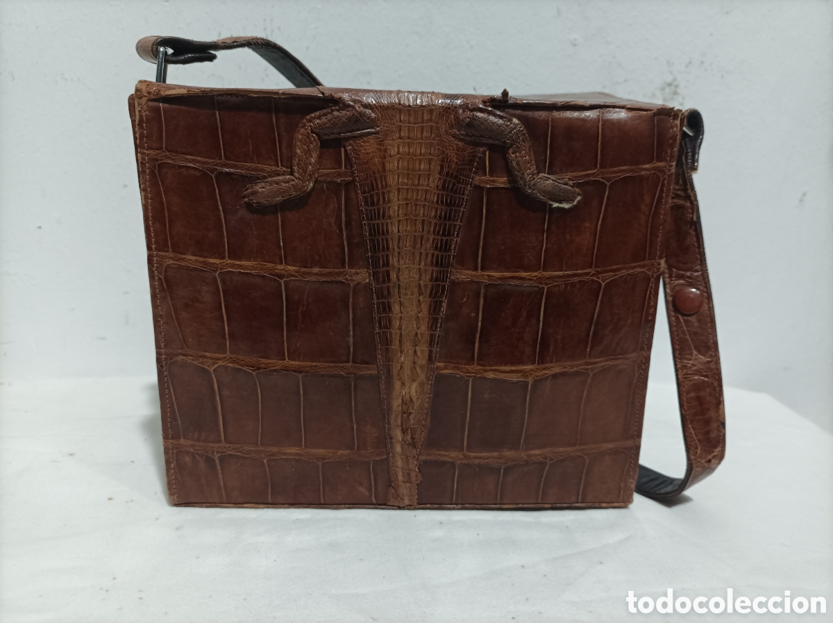 Antig&uuml;edades: Antiguo y espectacular bolso de cocodrilo. - Foto 8