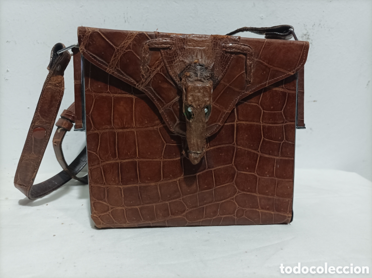 Antig&uuml;edades: Antiguo y espectacular bolso de cocodrilo. - Foto 1