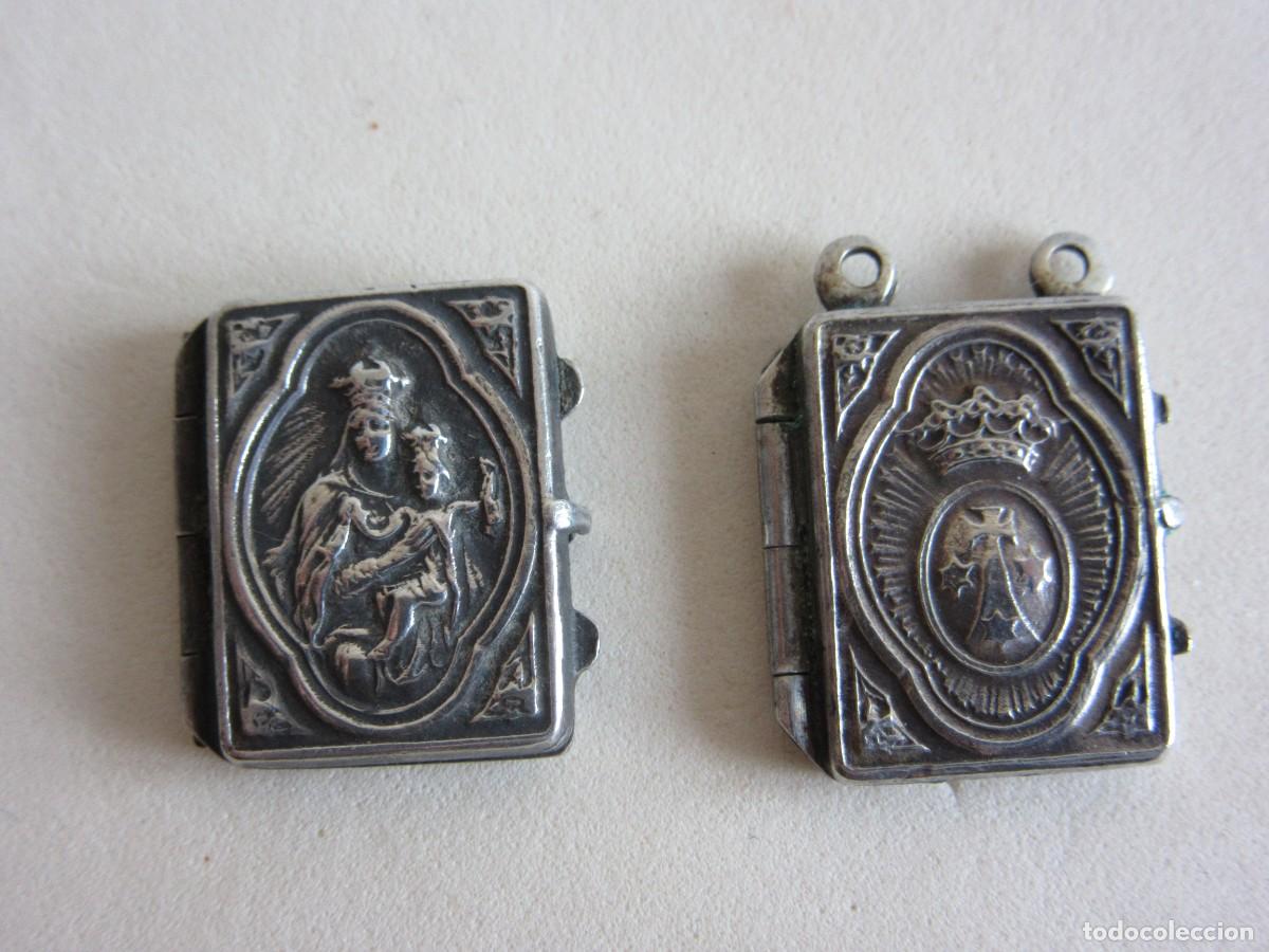Antig&uuml;edades: ESCAPULARIOS EN FORMA DE LIBRO CON LA VIRGEN DEL CARMEN - Foto 1