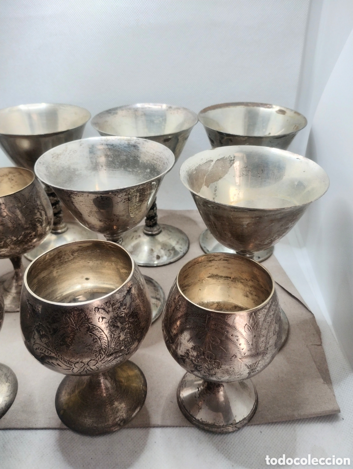 Antig&uuml;edades: Doce copas en alpaca plateada - Foto 2
