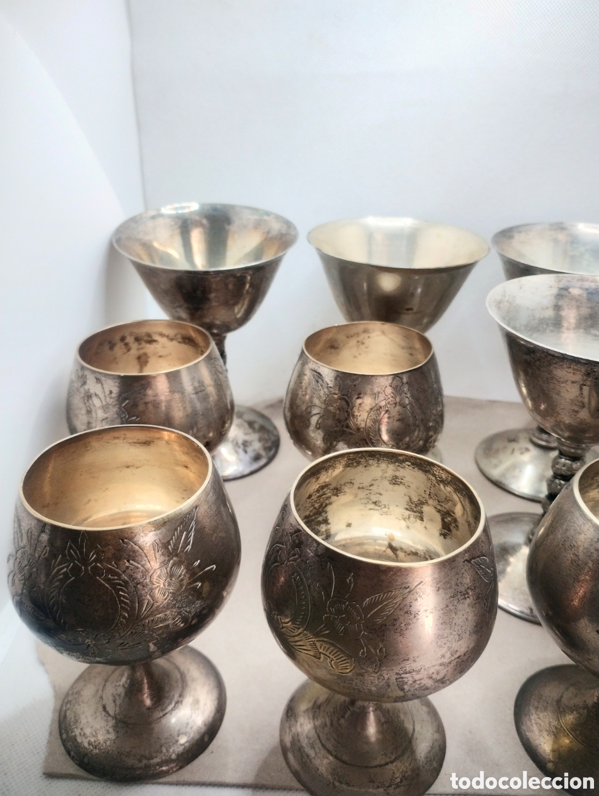 Antig&uuml;edades: Doce copas en alpaca plateada - Foto 3