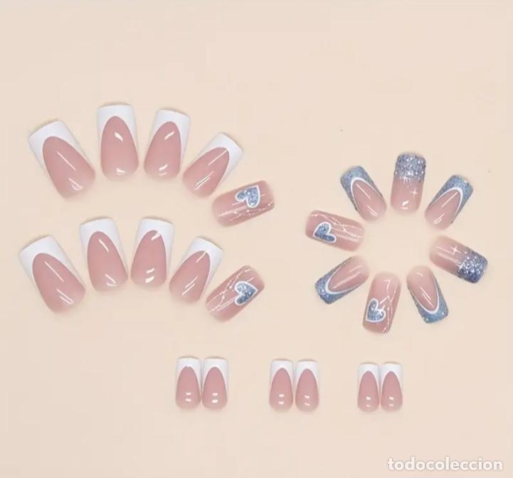 Antig&uuml;edades: U&ntilde;as Postizas De 24 Piezas Con Pegamento Y Lima - Foto 2