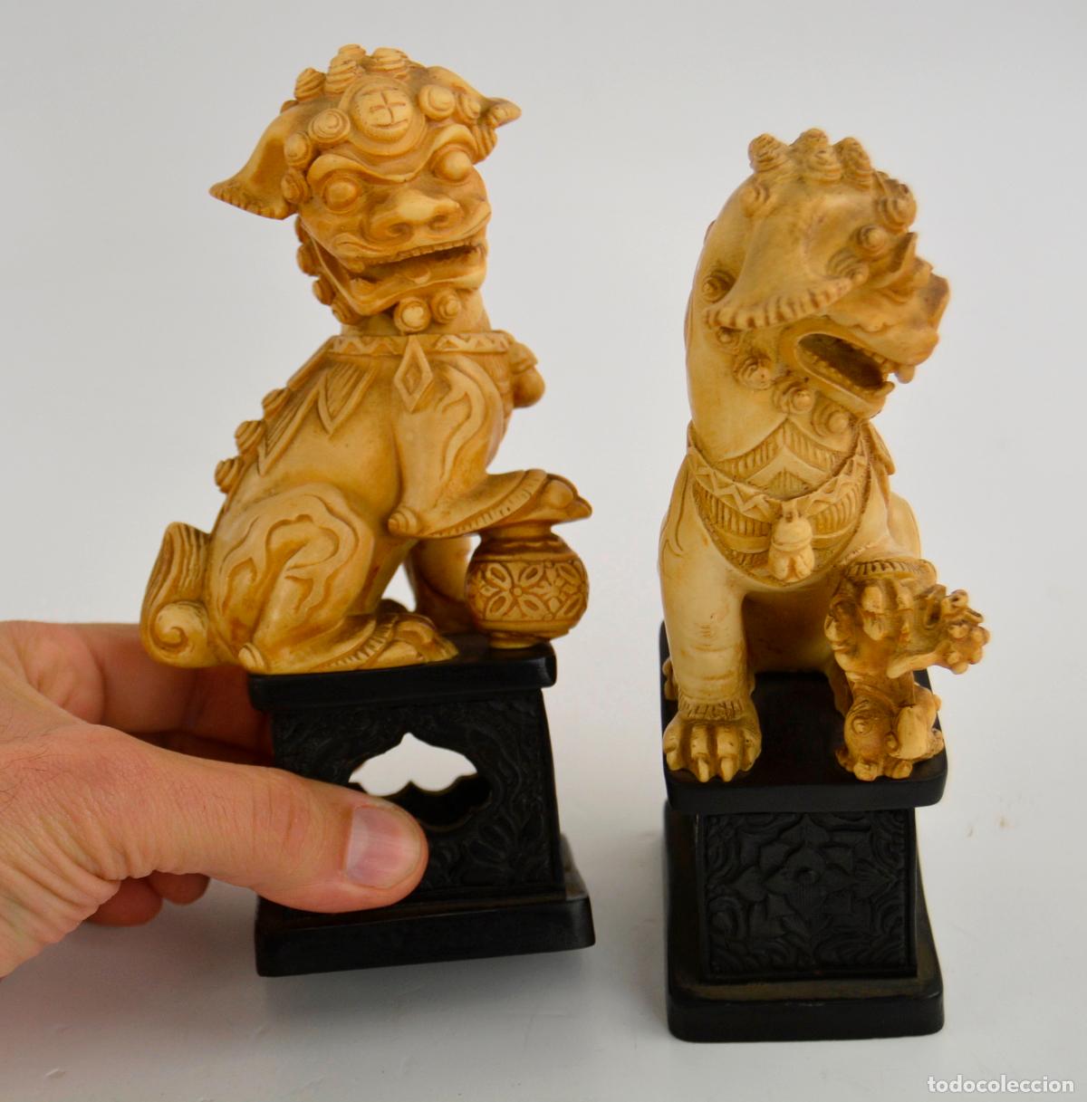 Antig&uuml;edades: Leones de Fu, pareja de figuras. - Foto 4