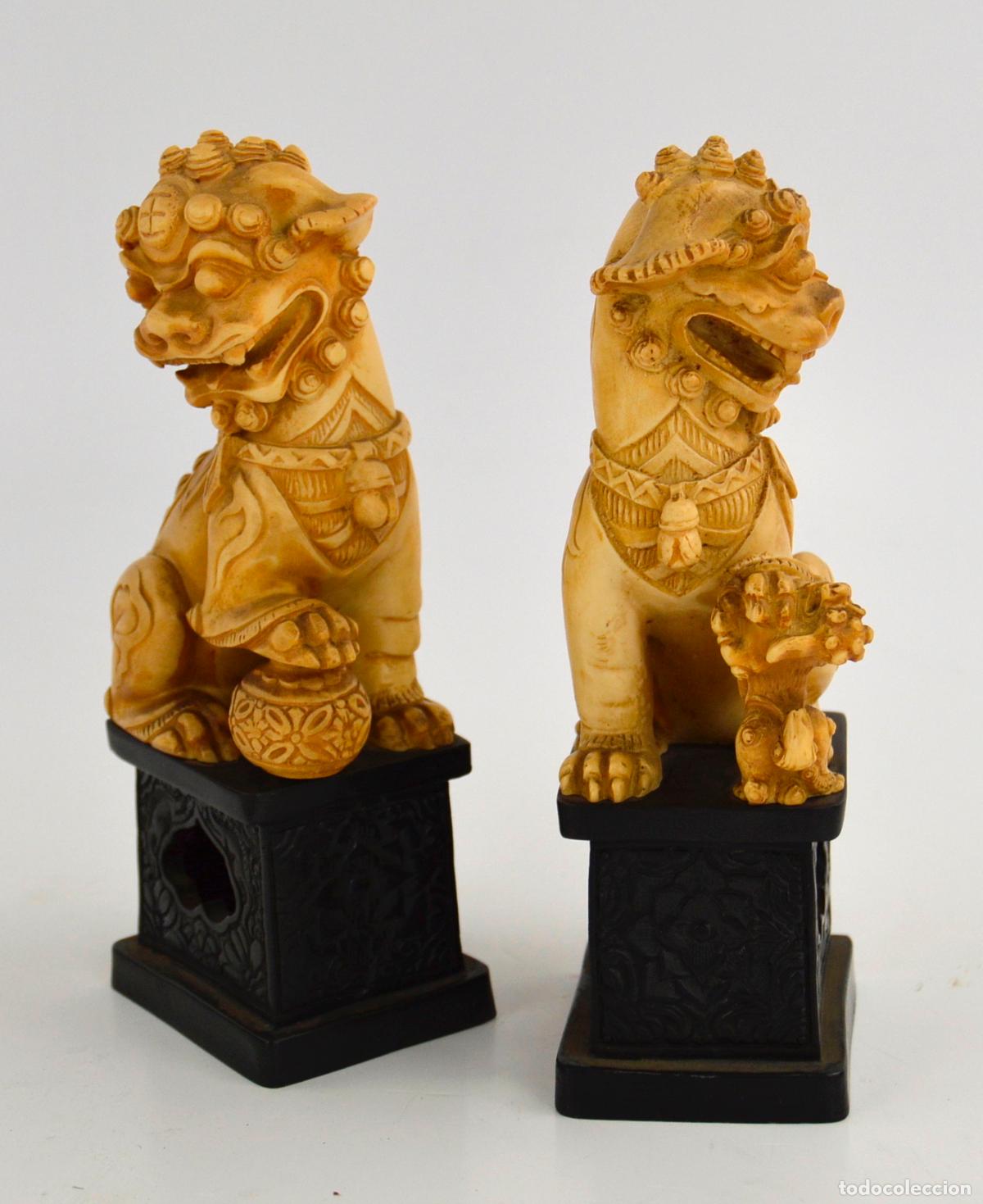 Antig&uuml;edades: Leones de Fu, pareja de figuras. - Foto 5