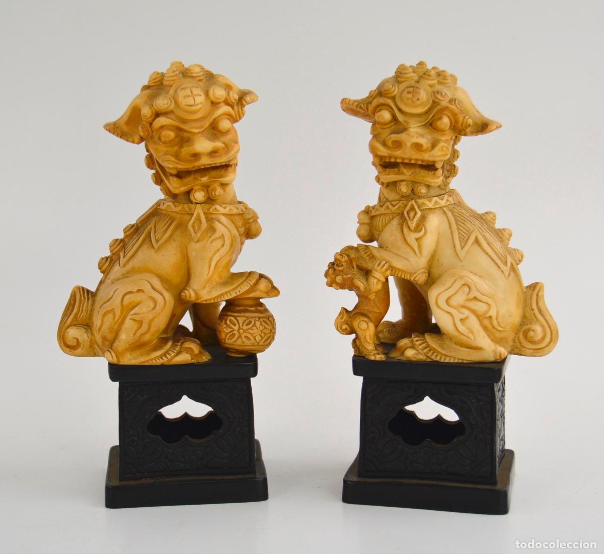 Antig&uuml;edades: Leones de Fu, pareja de figuras. - Foto 1