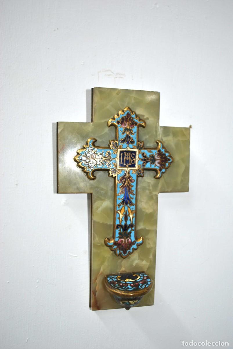 Antig&uuml;edades: BENDITERA M&Aacute;RMOL &Oacute;NIX Y CLOISONN&Eacute; - Foto 3