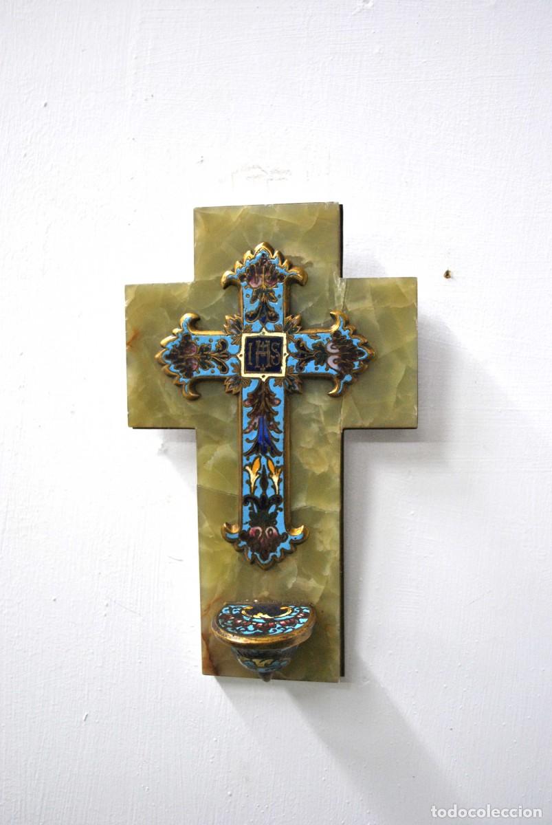 Antig&uuml;edades: BENDITERA M&Aacute;RMOL &Oacute;NIX Y CLOISONN&Eacute; - Foto 4