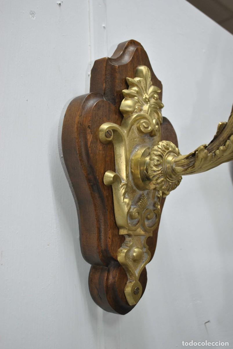 Antig&uuml;edades: PAREJA APLIQUES DE PARED BRONCE Y CRISTAL - Foto 7
