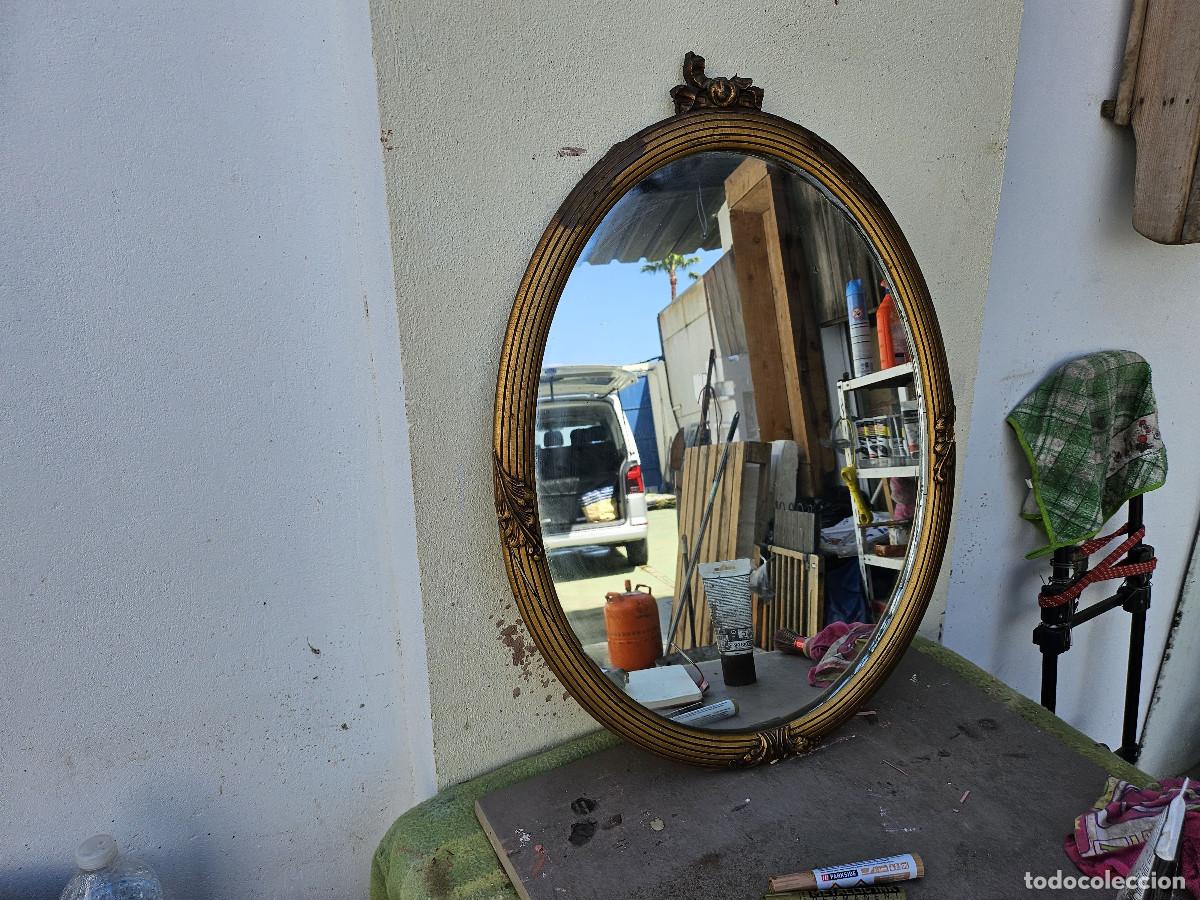 Antig&uuml;edades: espejo ovalado dorado - Foto 1