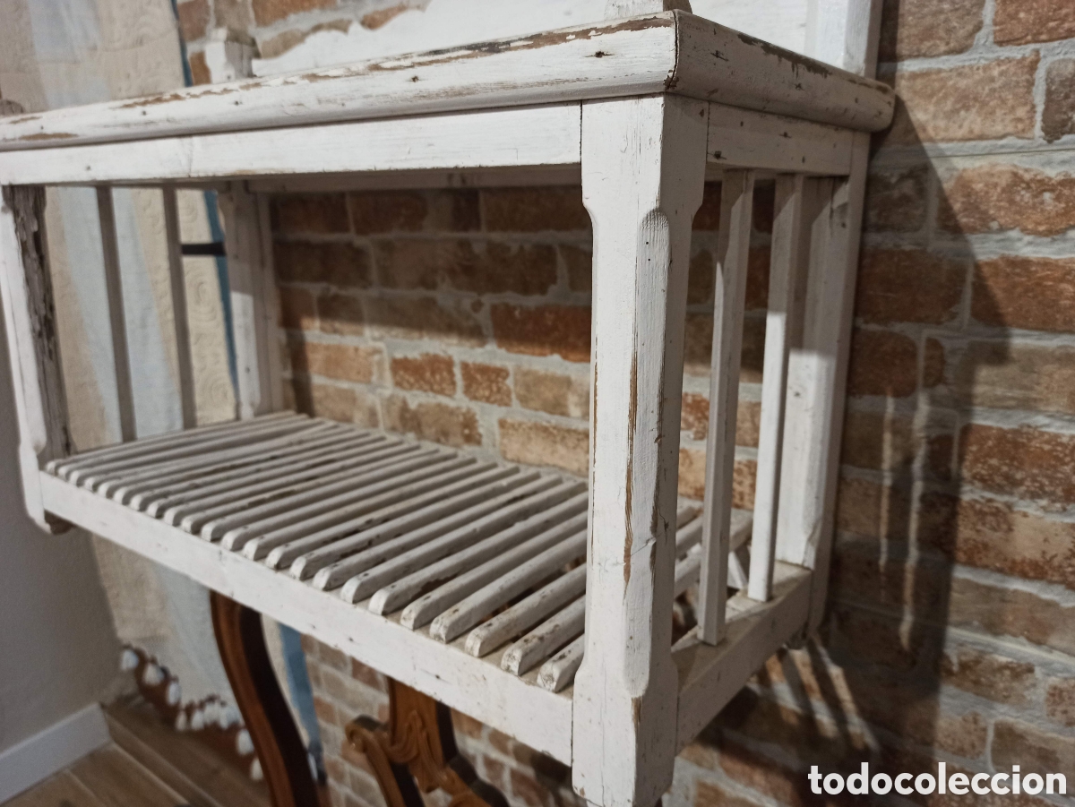 Antig&uuml;edades: Platero r&uacute;stico de madera pintado de origen - Foto 2