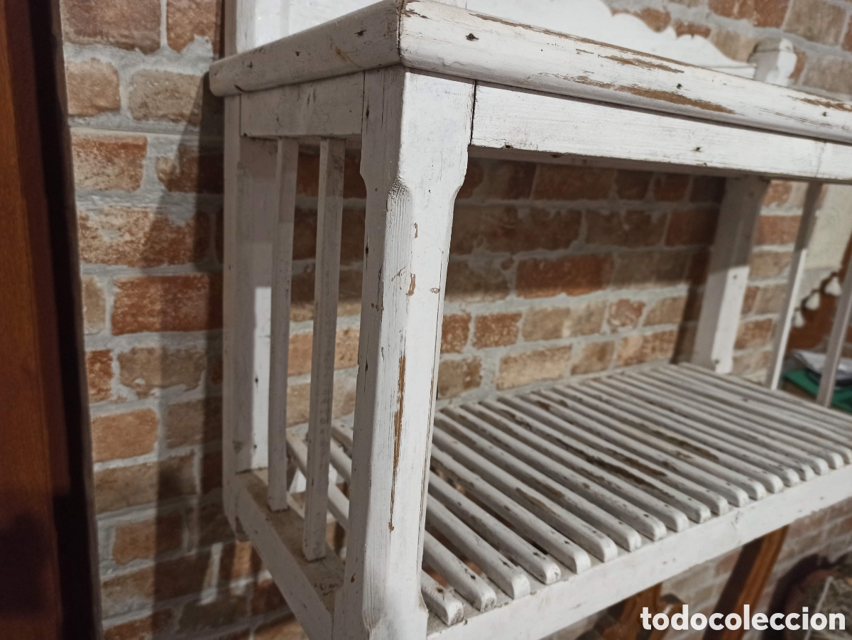 Antig&uuml;edades: Platero r&uacute;stico de madera pintado de origen - Foto 5