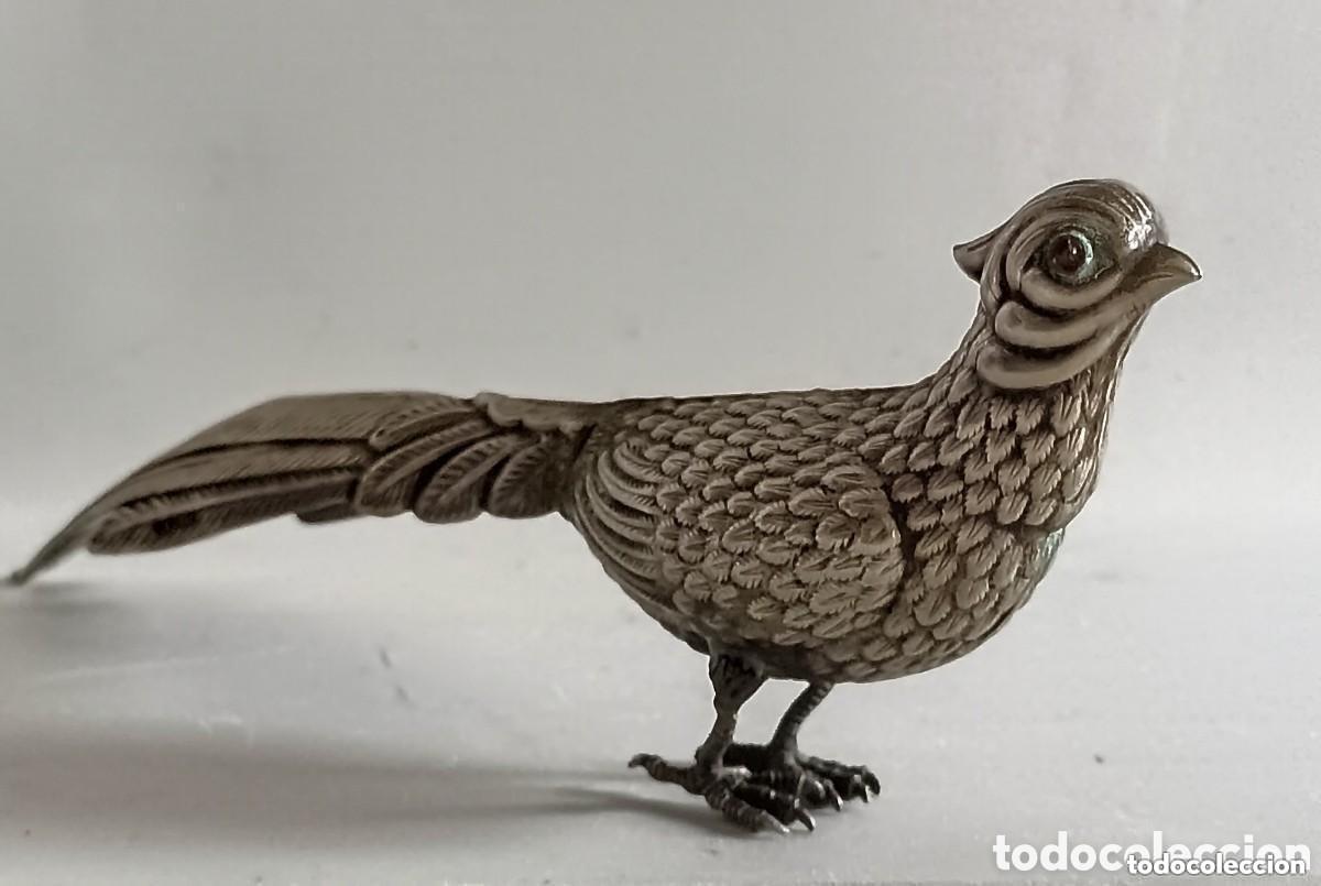 Antig&uuml;edades: Faisan antiguo en Alpaca - 17 x 7 cm. - Foto 2