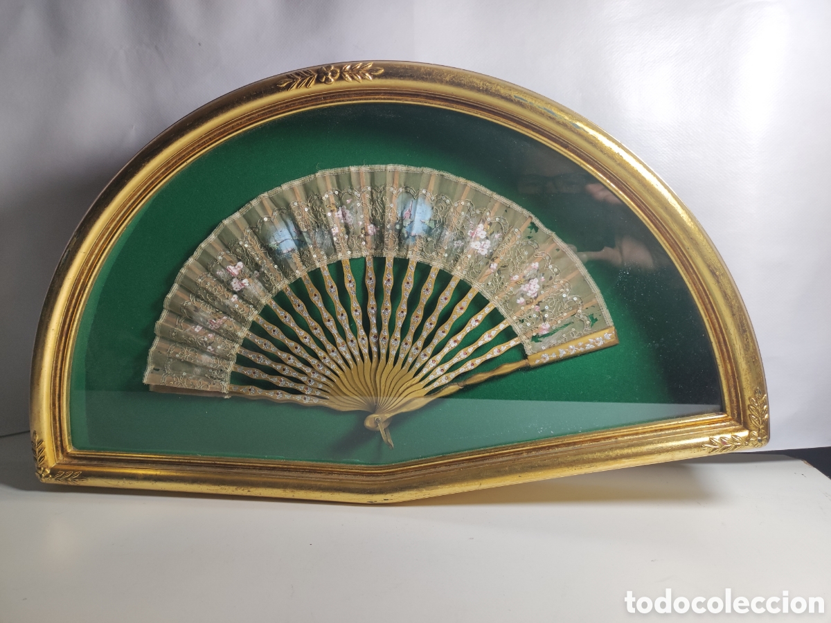 Antig&uuml;edades: Abanico Antiguo enmarcado - Foto 1