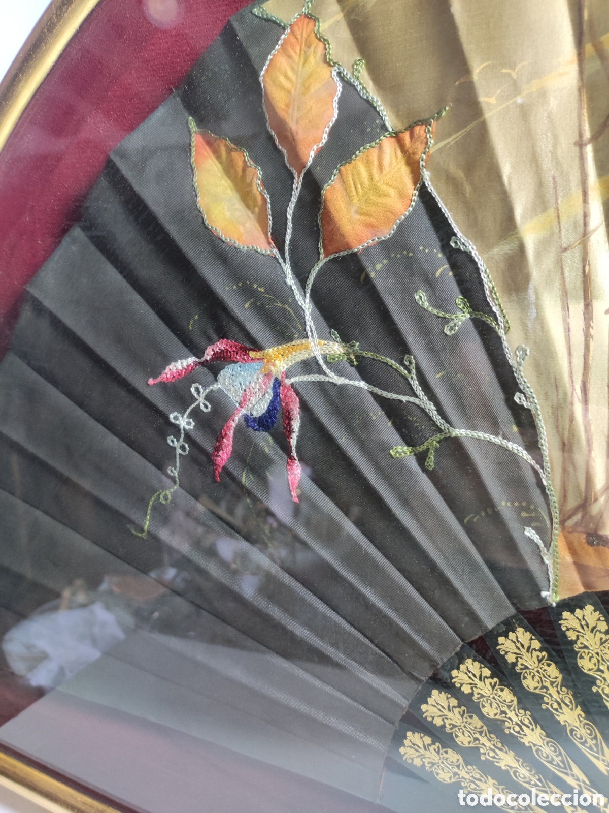 Antig&uuml;edades: Abanico Antiguo enmarcado - Foto 4