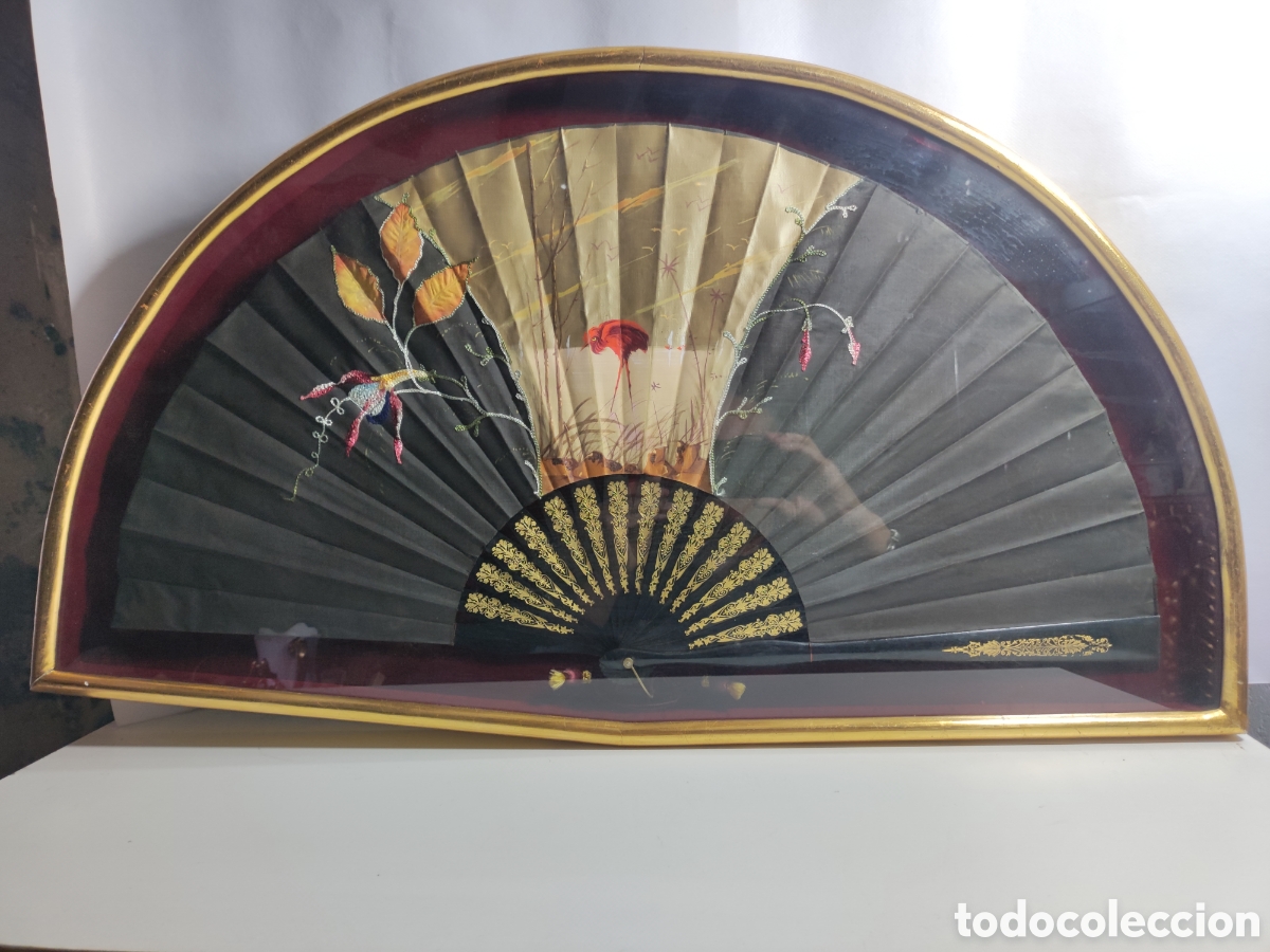 Antig&uuml;edades: Abanico Antiguo enmarcado - Foto 1