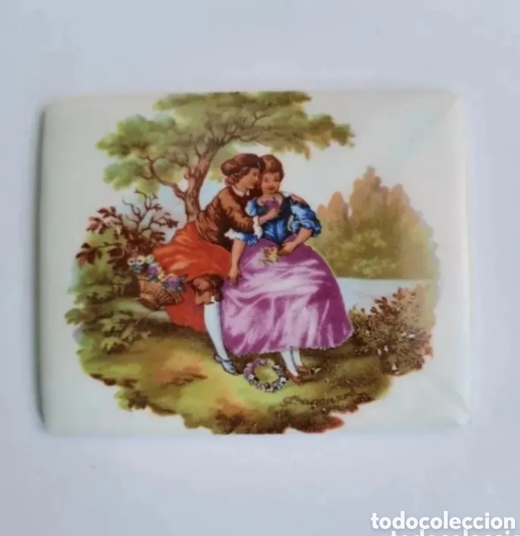 Antig&uuml;edades: Preciosa Pieza de porcelana con escena rom&aacute;ntica EME Badalona a&ntilde;os 70