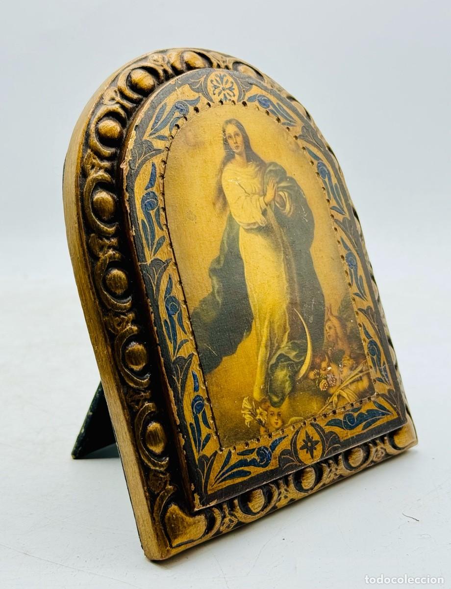Antig&uuml;edades: ANTIGUO ICONO RELIGIOSO - VIRGEN- MADERA - Foto 2