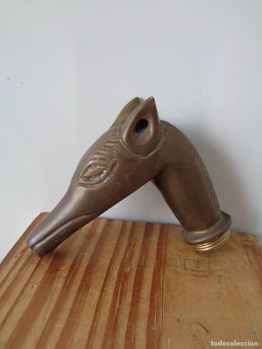 Antig&uuml;edades: &iexcl;&iexcl; Perro GALGO. Mango d BASTON. BRONCE - ANTIGUO. !! C-6. - Foto 4