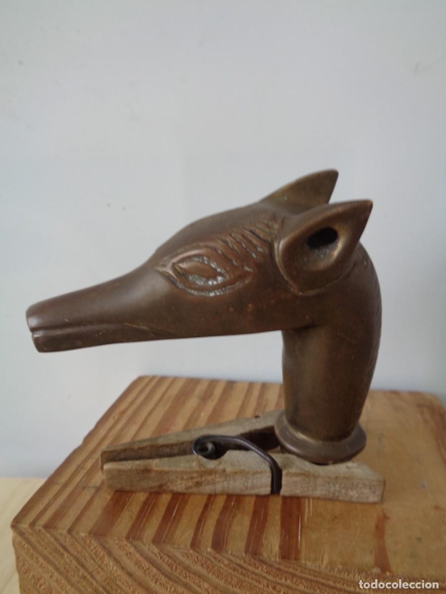 Antig&uuml;edades: &iexcl;&iexcl; Perro GALGO. Mango d BASTON. BRONCE - ANTIGUO. !! C-6. - Foto 1