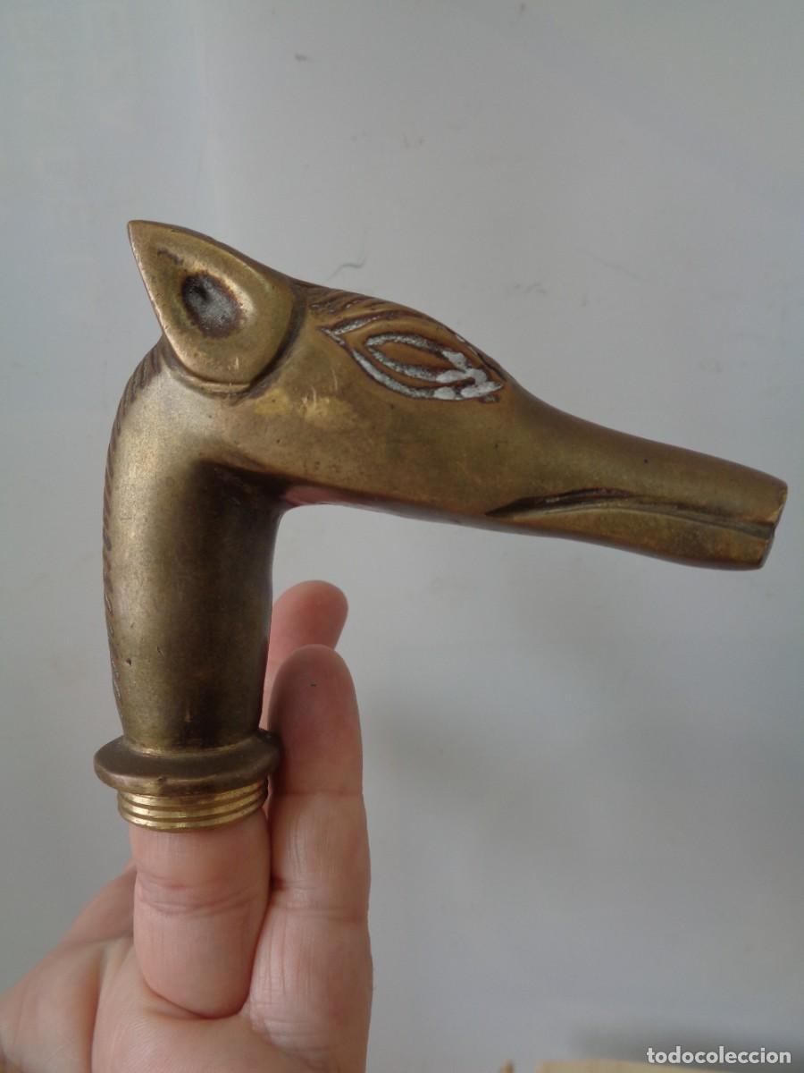 Antig&uuml;edades: &iexcl;&iexcl; Perro GALGO. Mango d BASTON. BRONCE - ANTIGUO. !! C-6. - Foto 12