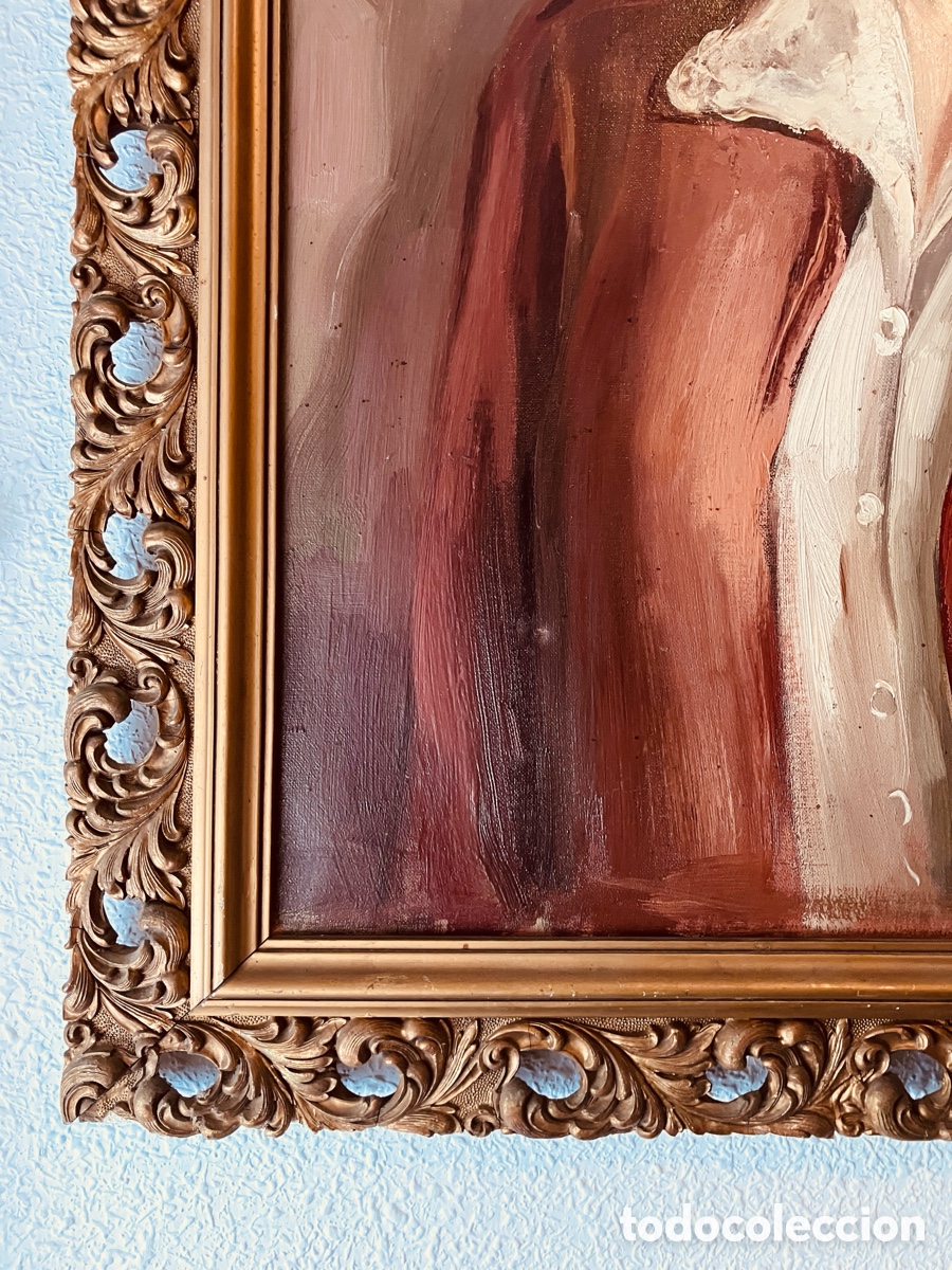Antig&uuml;edades: Marco antiguo de madera dorada y estuco - Foto 5