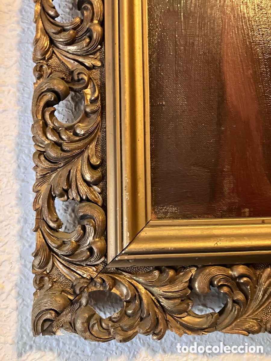 Antig&uuml;edades: Marco antiguo de madera dorada y estuco - Foto 6