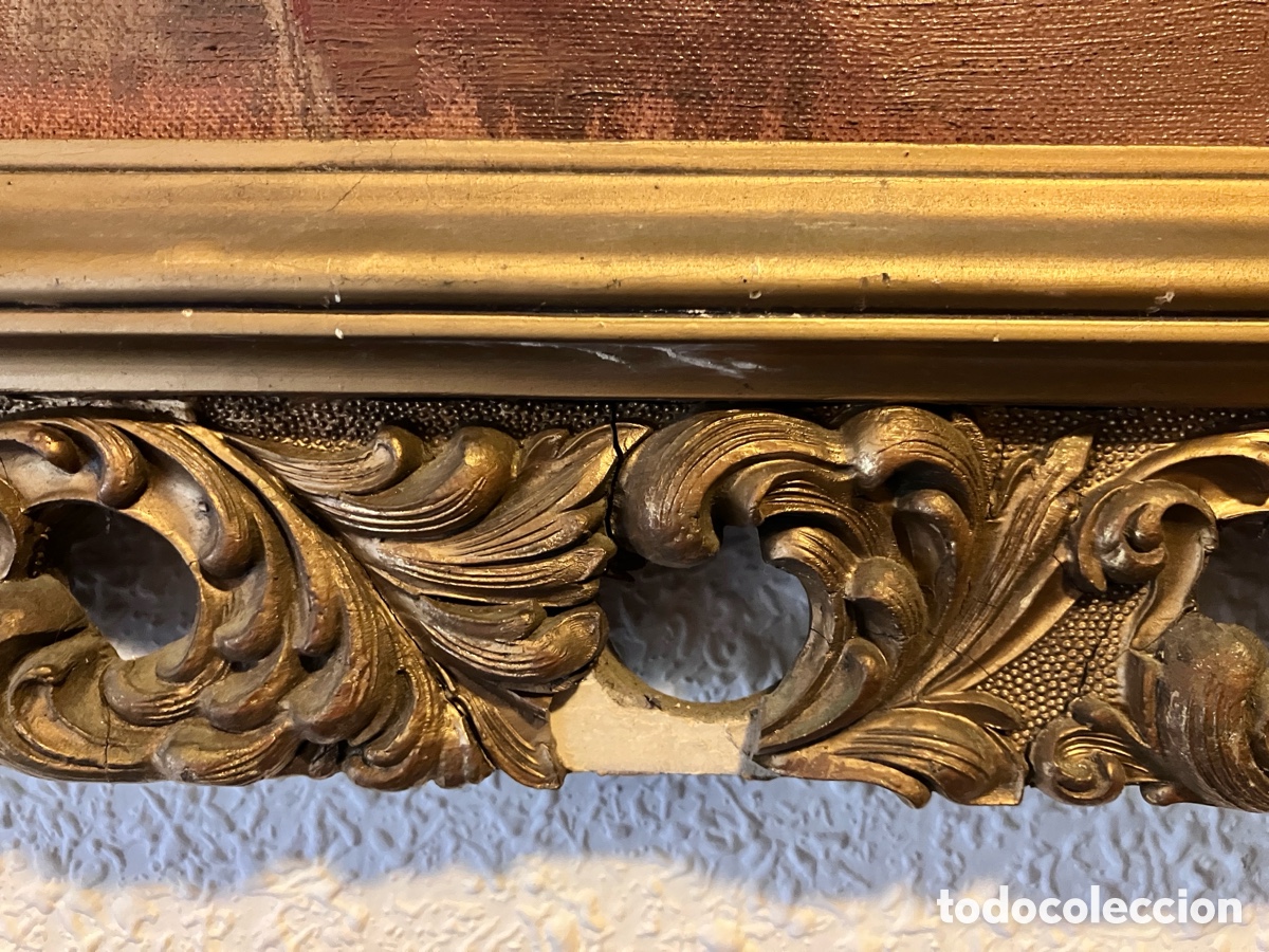Antig&uuml;edades: Marco antiguo de madera dorada y estuco - Foto 7