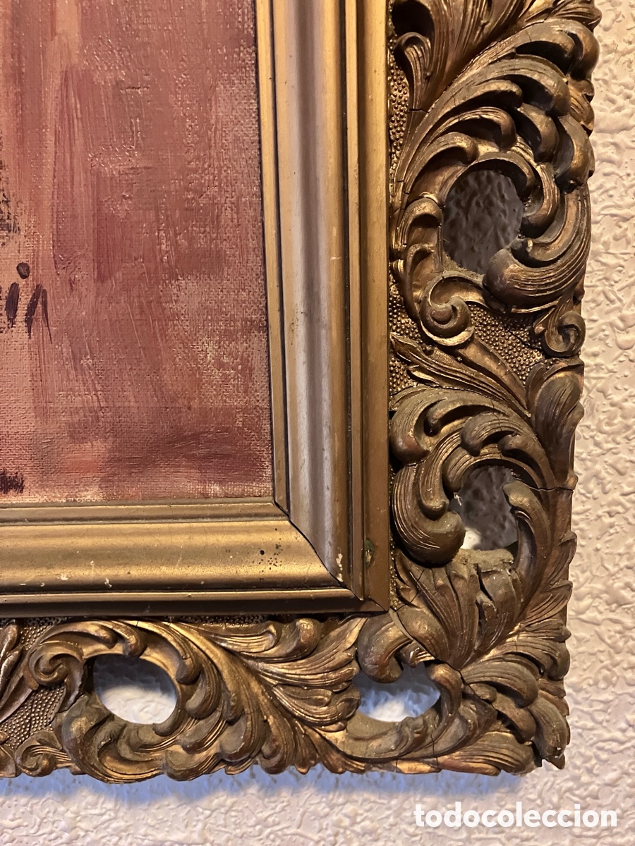 Antig&uuml;edades: Marco antiguo de madera dorada y estuco - Foto 8