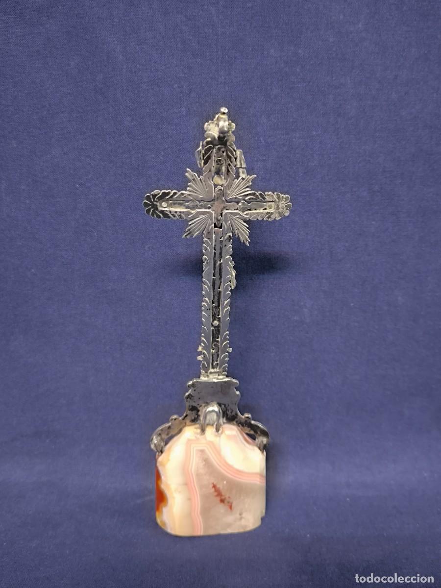 Antig&uuml;edades: CRUZ REALIZADA EN PLATA CON BASE DE CUARZO - Foto 9