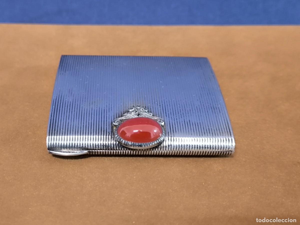 Antig&uuml;edades: POLVERA DE PLATA CON PIEDRA TIPO AGATA - Foto 3