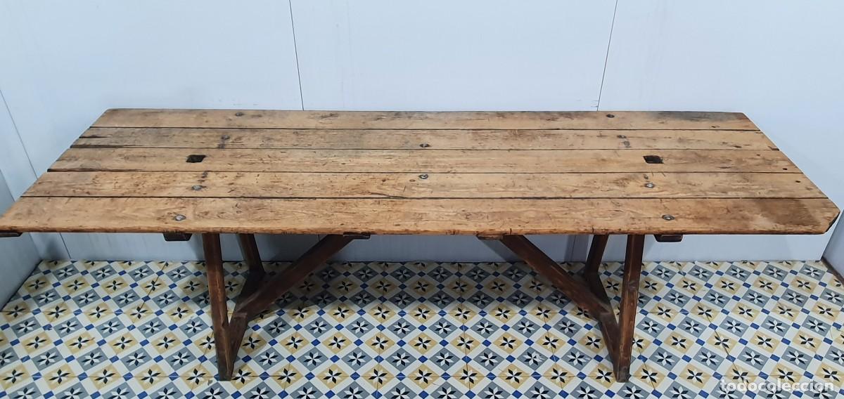 Antig&uuml;edades: Mesa tocinera antigua rustica de madera - Foto 3