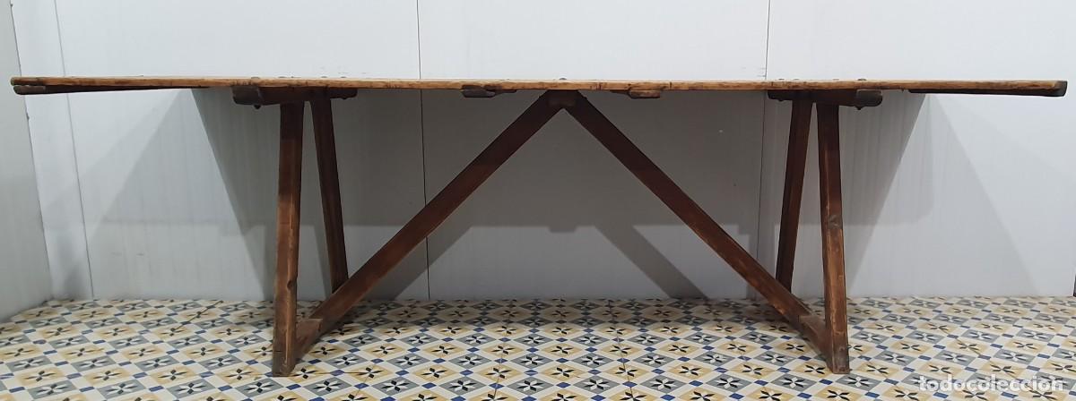 Antig&uuml;edades: Mesa tocinera antigua rustica de madera - Foto 4