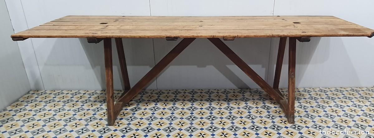 Antig&uuml;edades: Mesa tocinera antigua rustica de madera - Foto 5