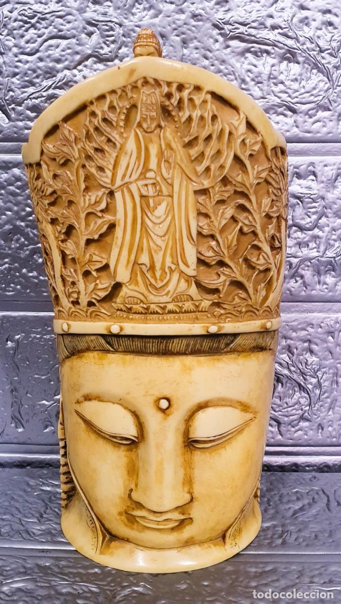 Antig&uuml;edades: Figura rostro Buda en marmolina - Foto 1