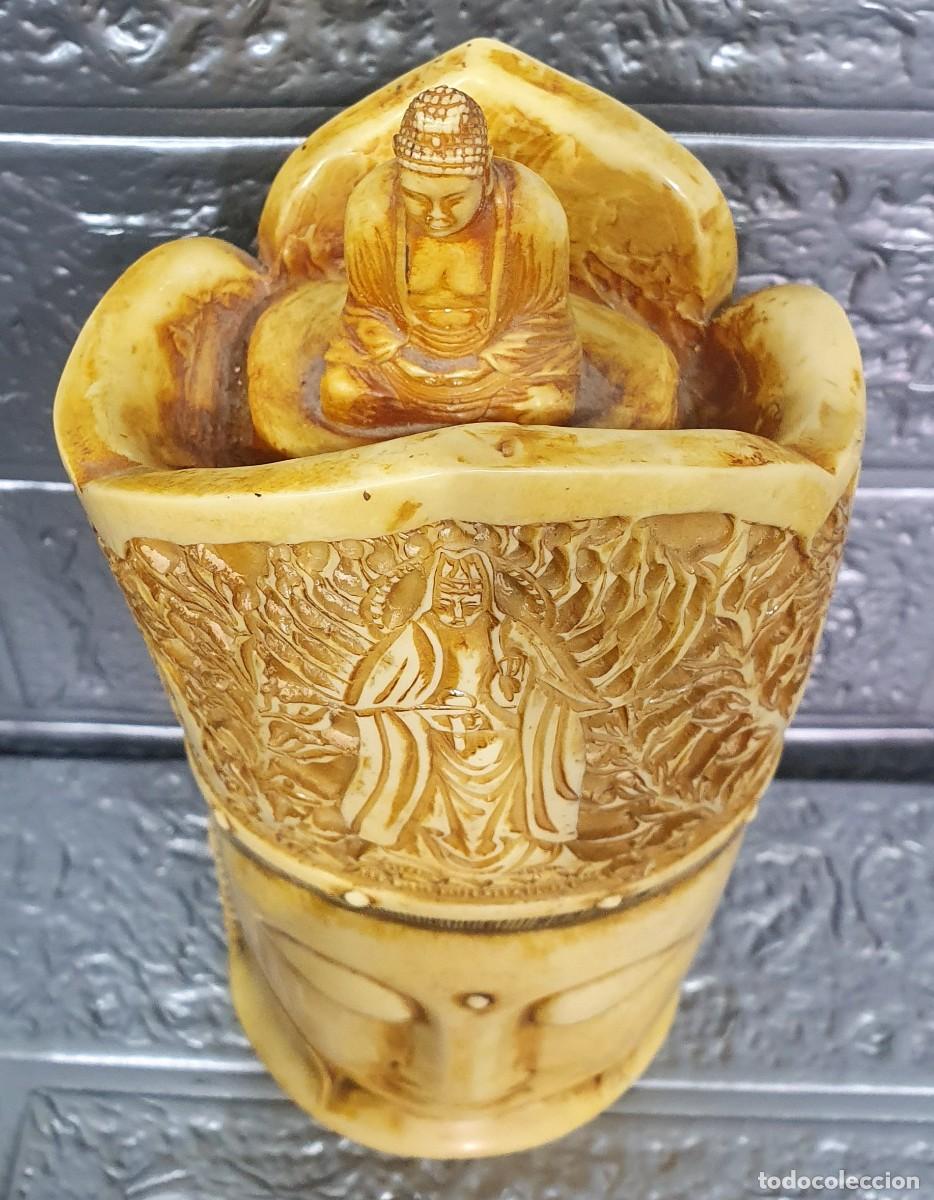 Antig&uuml;edades: Figura rostro Buda en marmolina - Foto 2